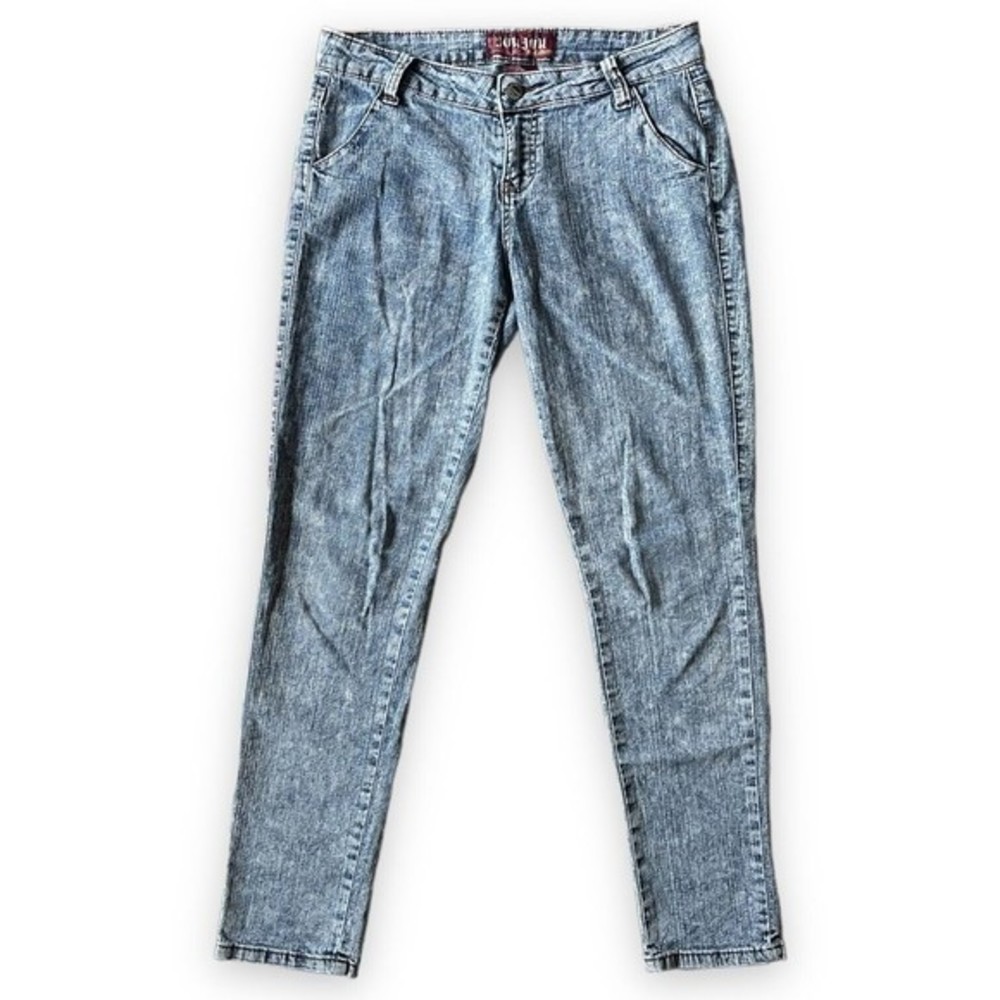 JouJou Premium Denim Juniors Size 9/10 Acid Wash Blue Skinny Jeans 80s 90s Retro